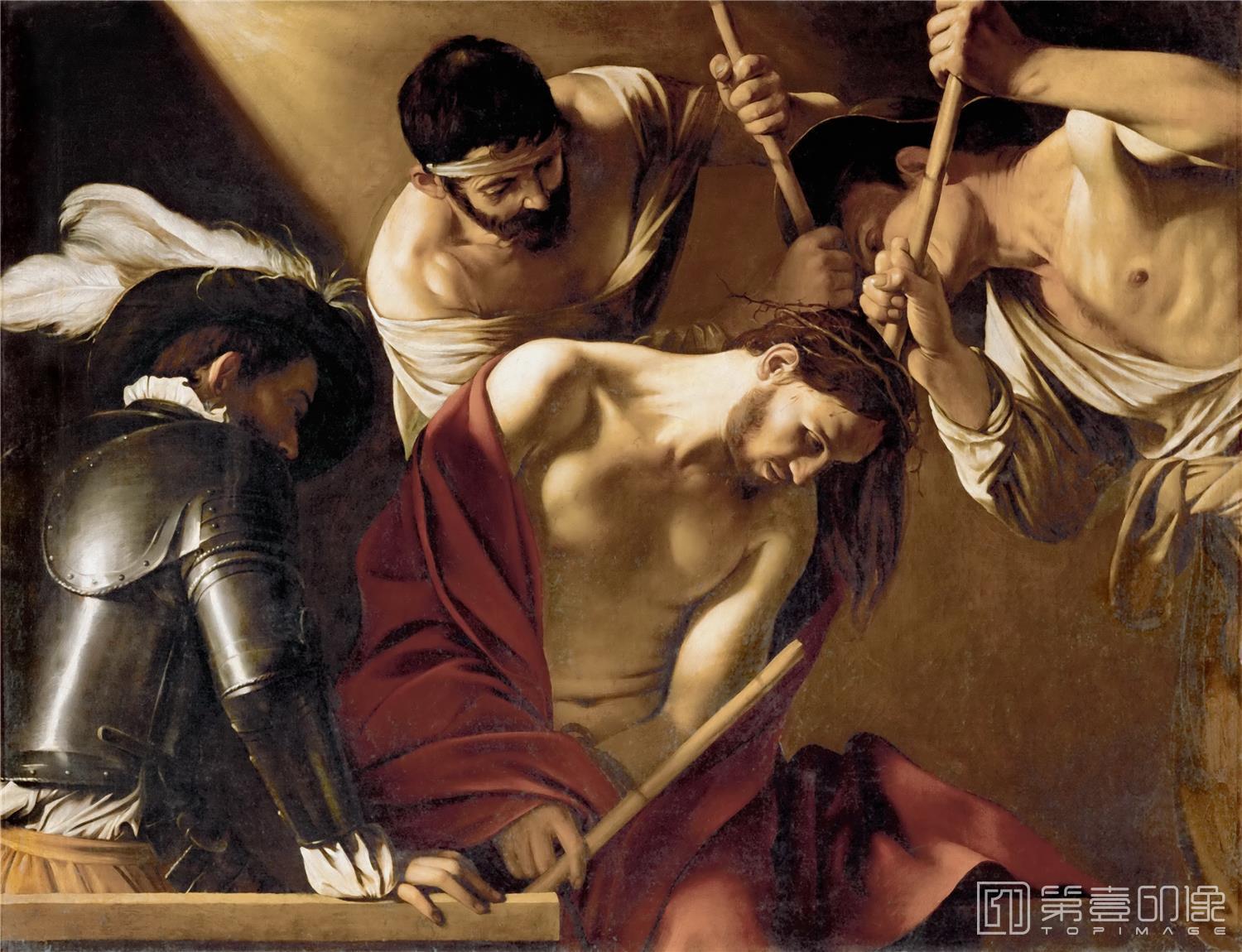 油画-奥地利维也纳艺术史博物馆-Michelangelo Merisi da CaravaggioThe Crowning with Thorns-574